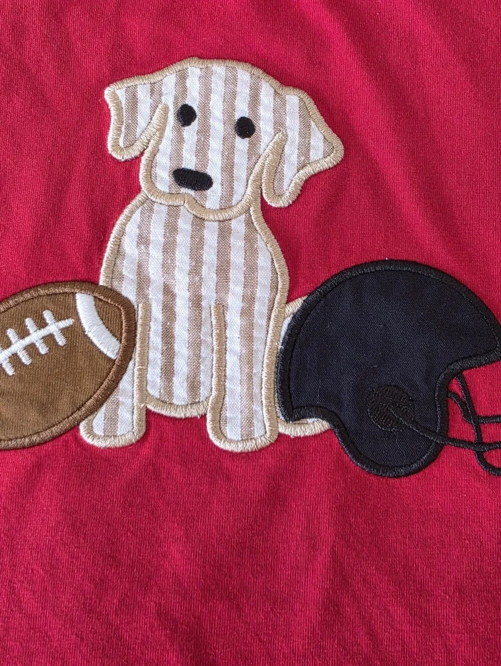 Busy Bees Smocks Dog And Football Red Tee T-shirt Boys 3T